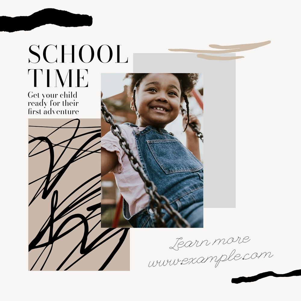 School time Instagram post template, editable social media design