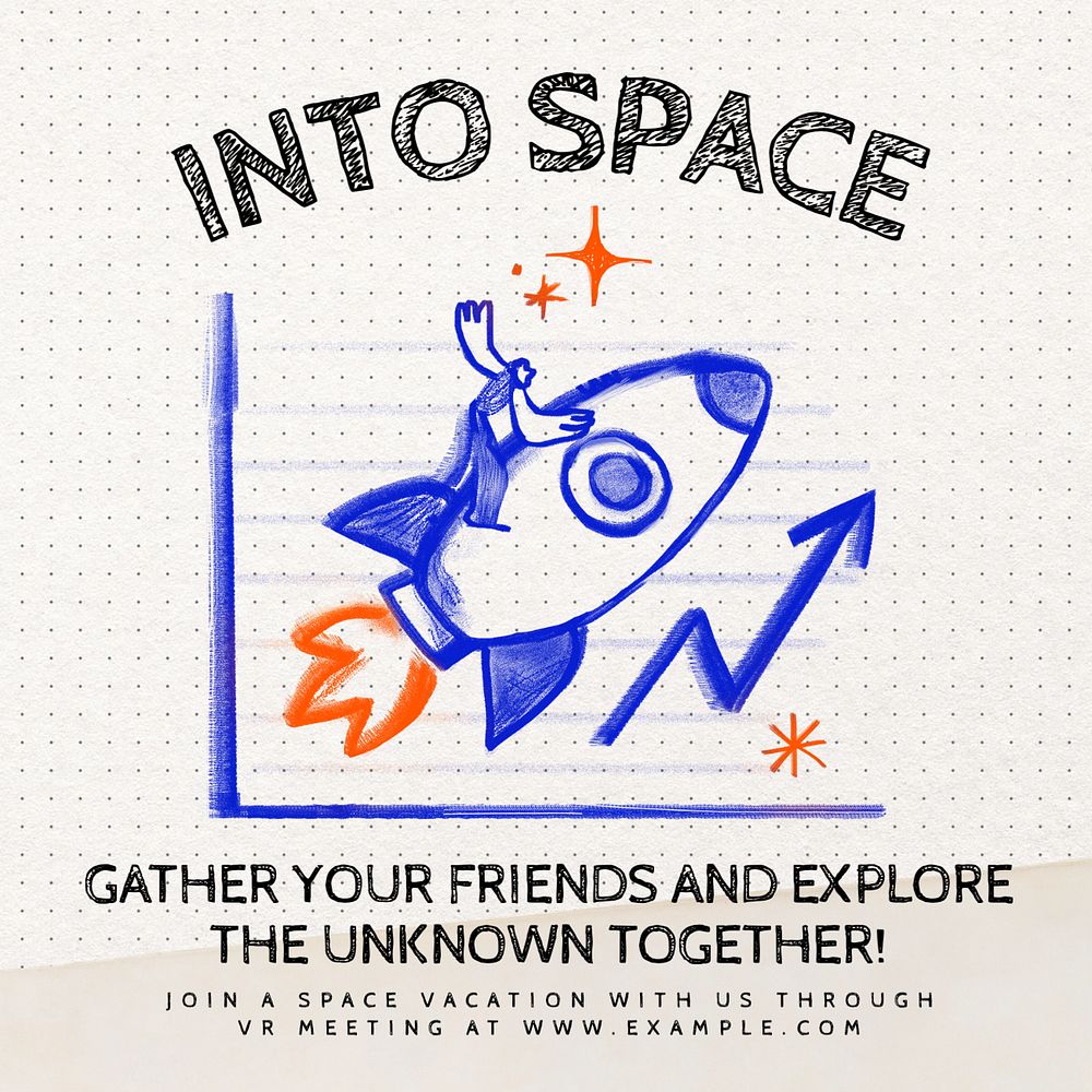 Into the space Instagram post template, editable text