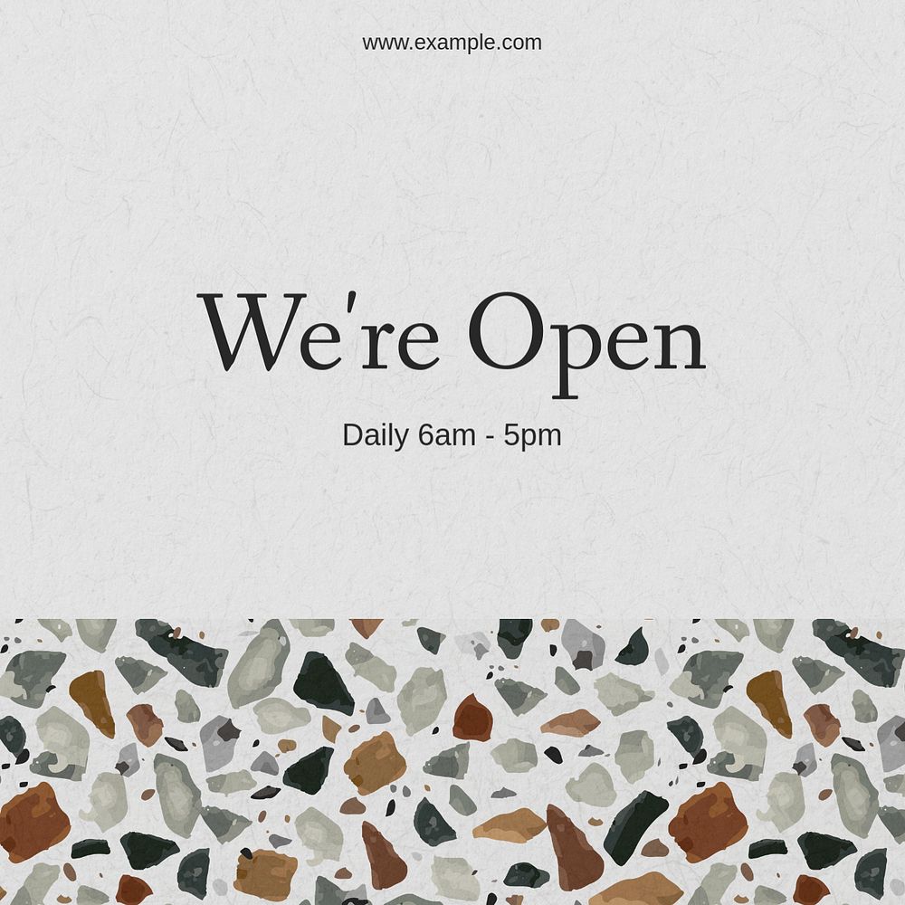 We're open Instagram post template, editable text