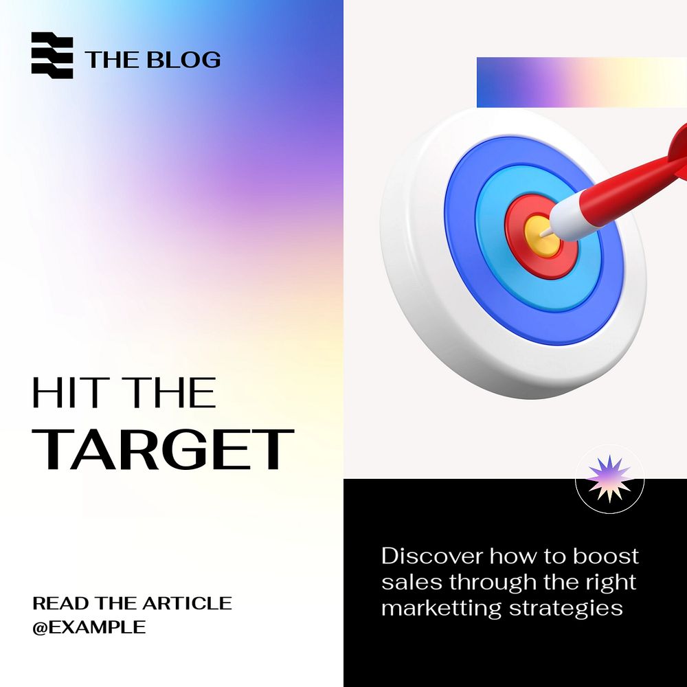 Sales target article Instagram post template, editable text