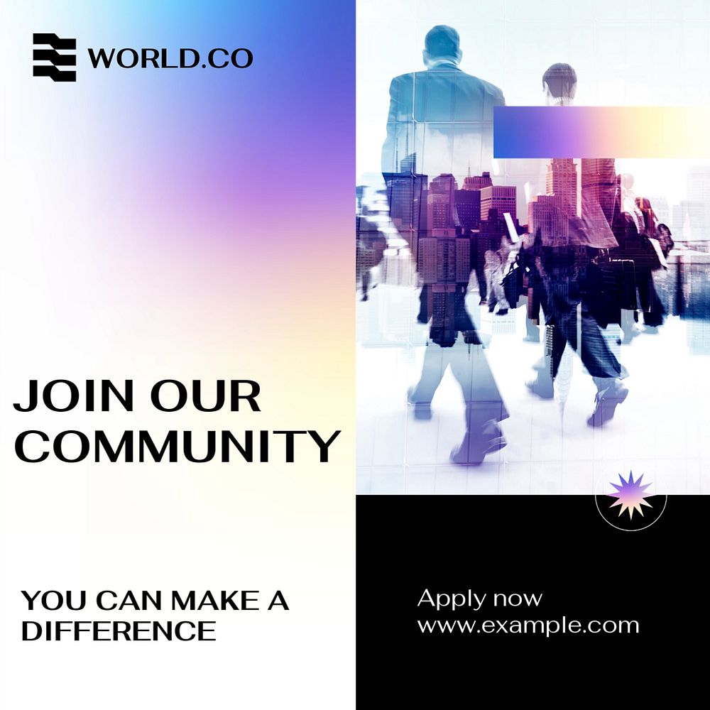 Join our communityInstagram post template, editable text