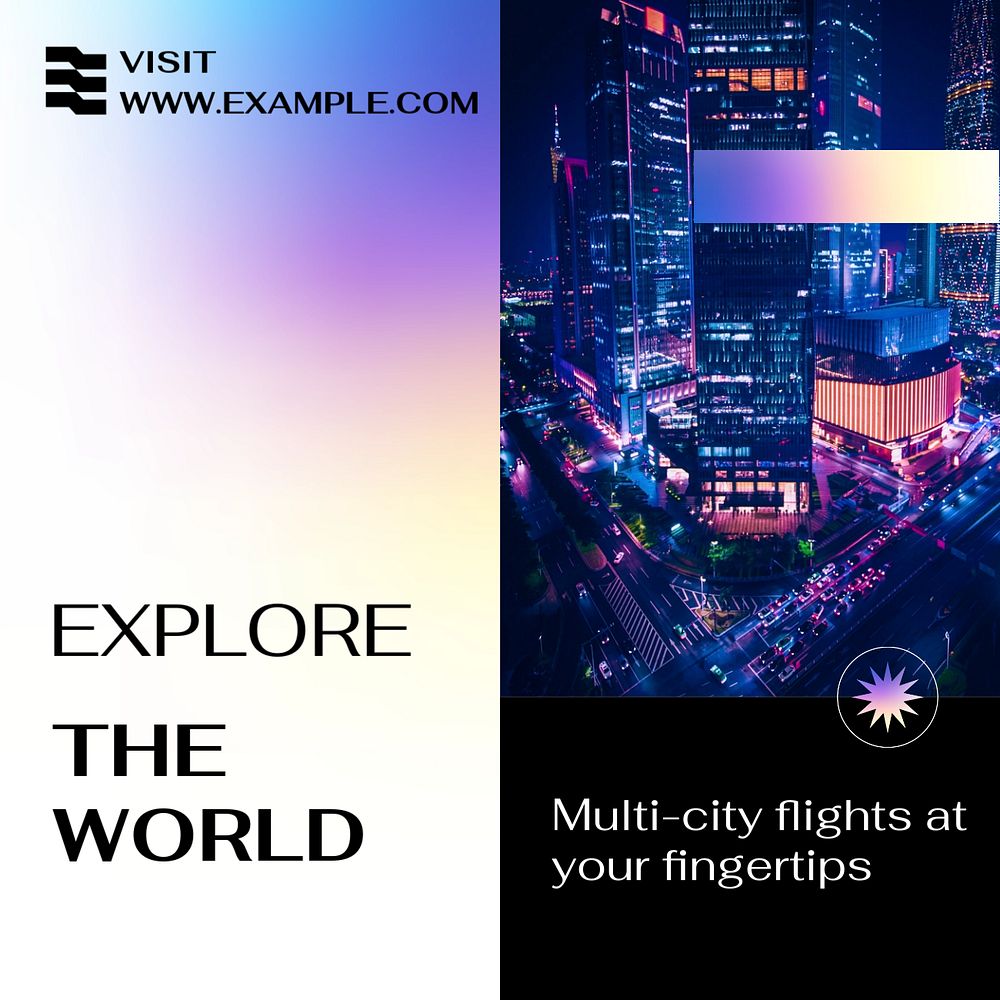 Travel the world Instagram post template, editable text