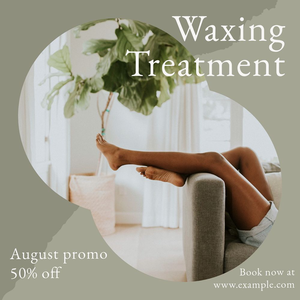 Waxing treatment Instagram post template, editable social media ad