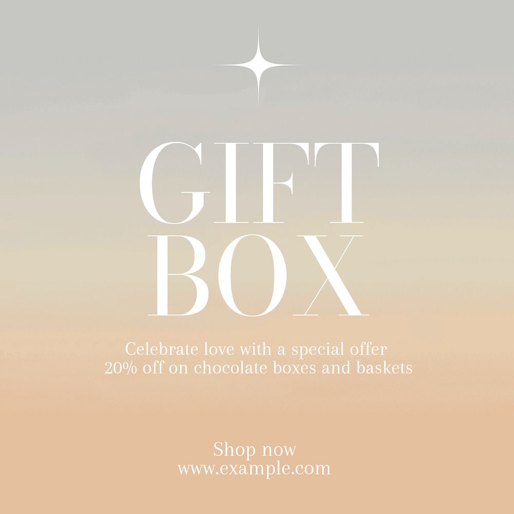 Gift box Instagram post template, editable text