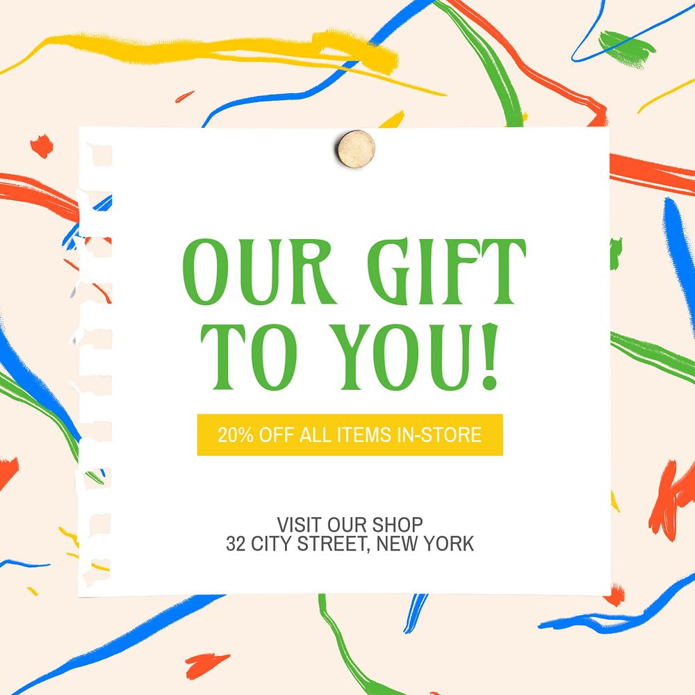 Gift voucher Instagram post template, editable text