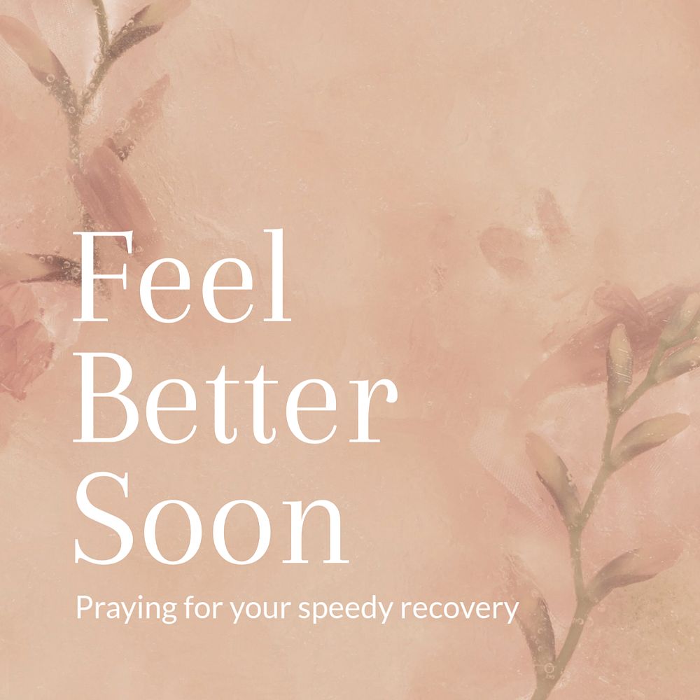 Get well message Instagram post template, editable text