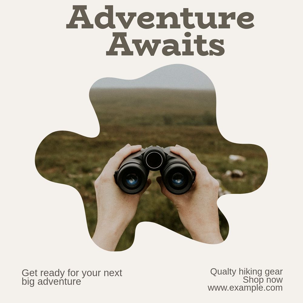 Adventure awaits social media template, editable design