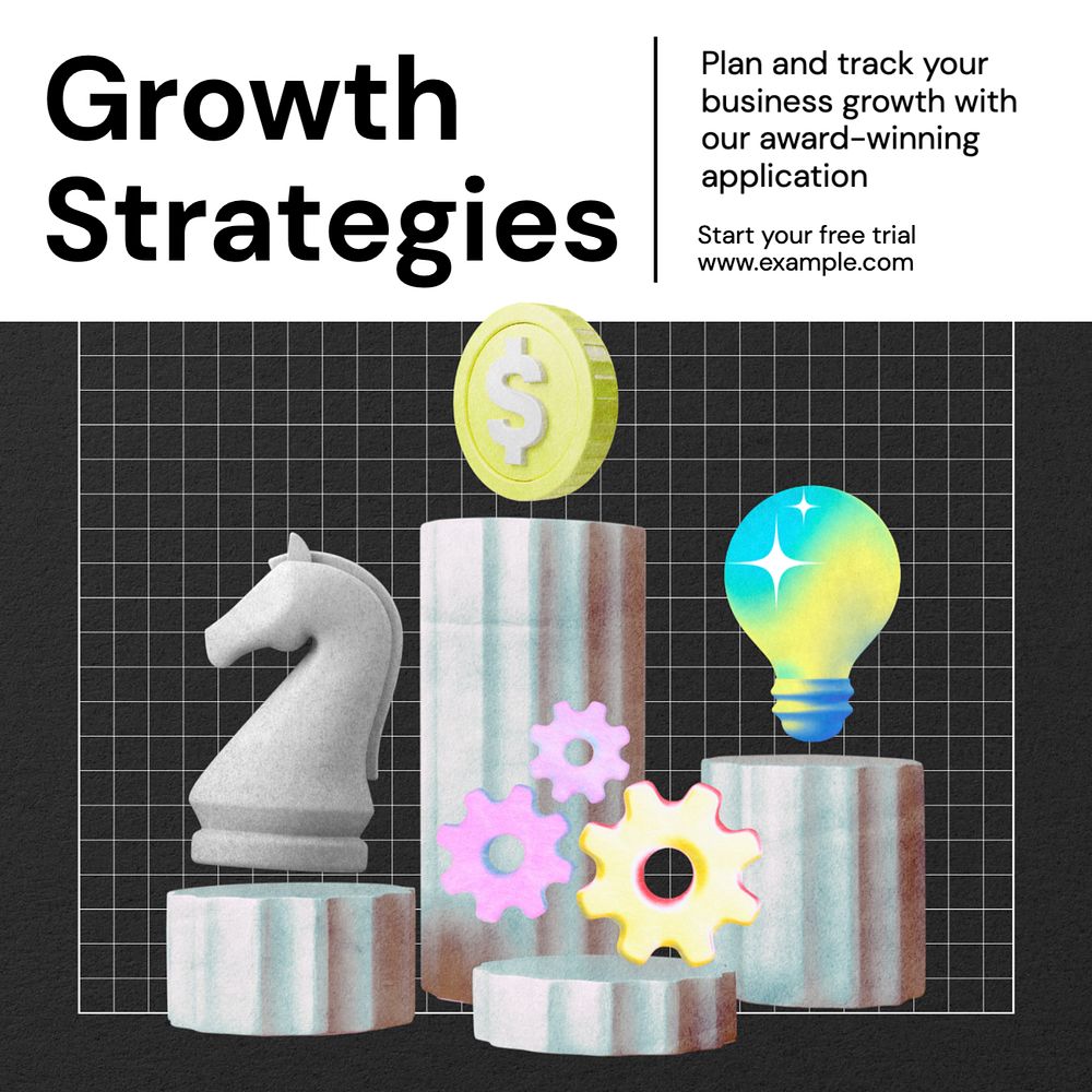 Business growth strategy Instagram post template, editable text