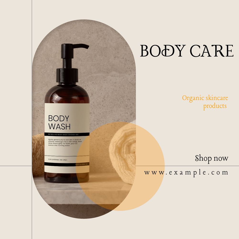 Body care social media template, editable design