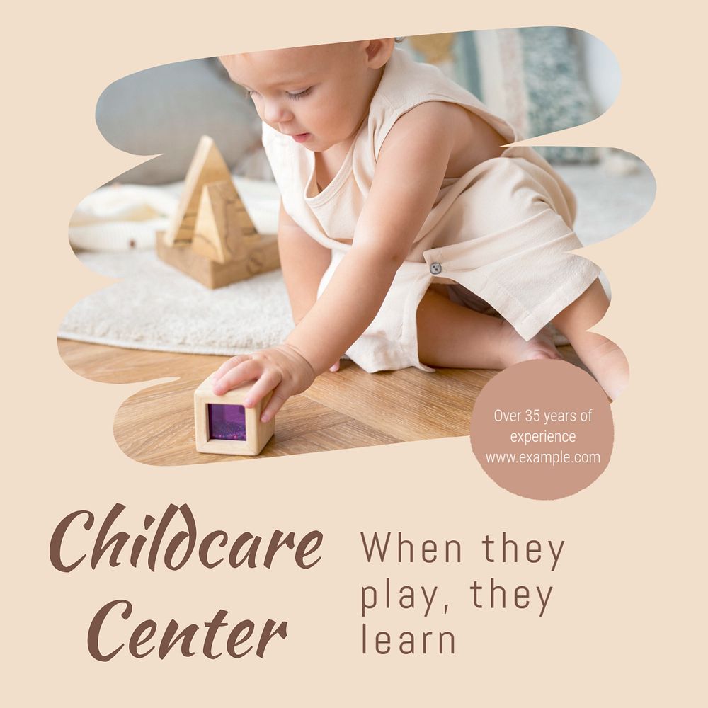 Childcare center social media template, editable design