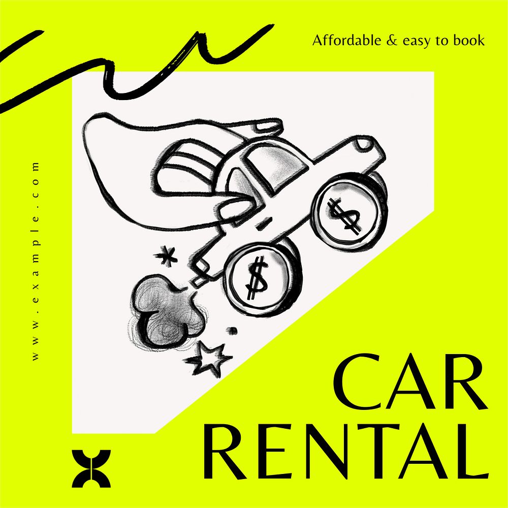 Car rental Instagram post template, editable design