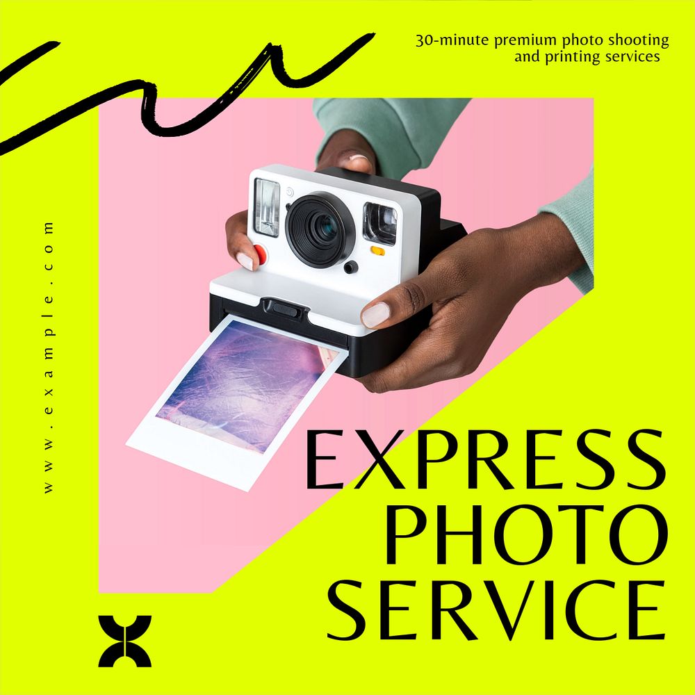 Express photo service Instagram post template, editable design