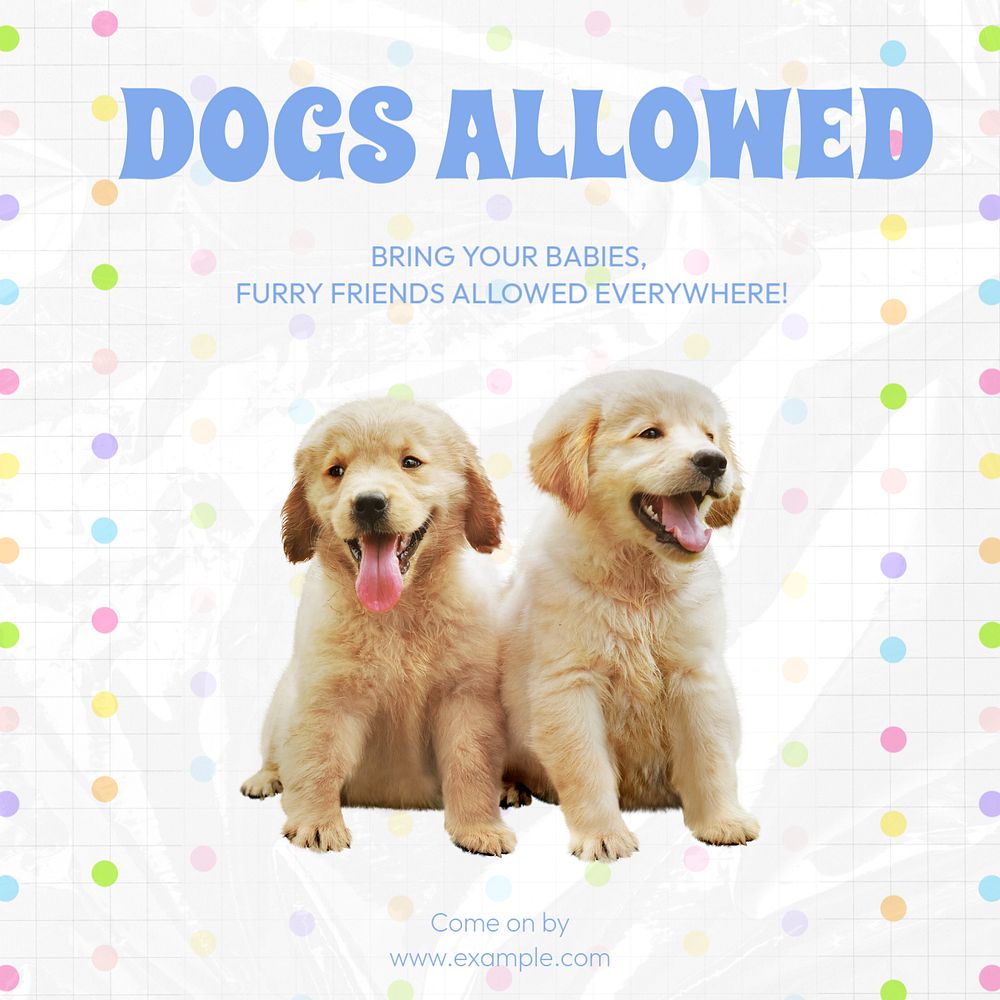 Dogs allowed Facebook post template, editable design