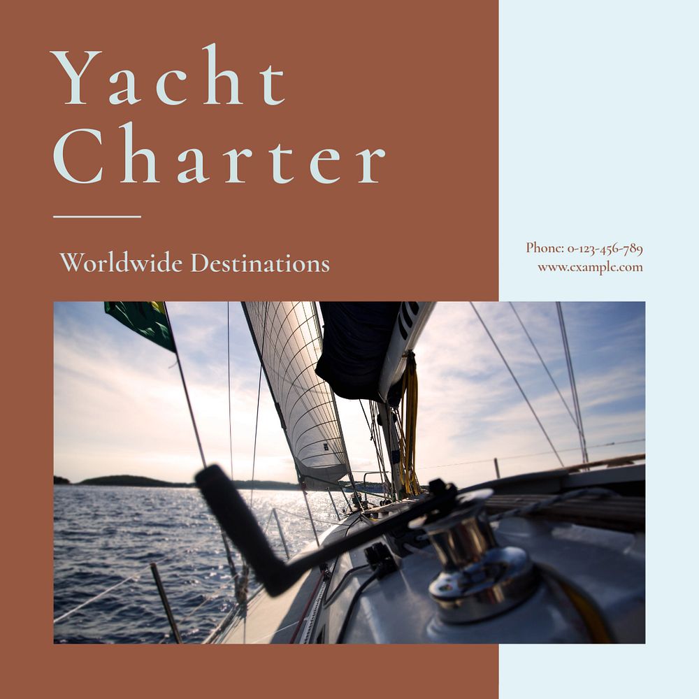 Yacht charter Instagram post template, editable social media design