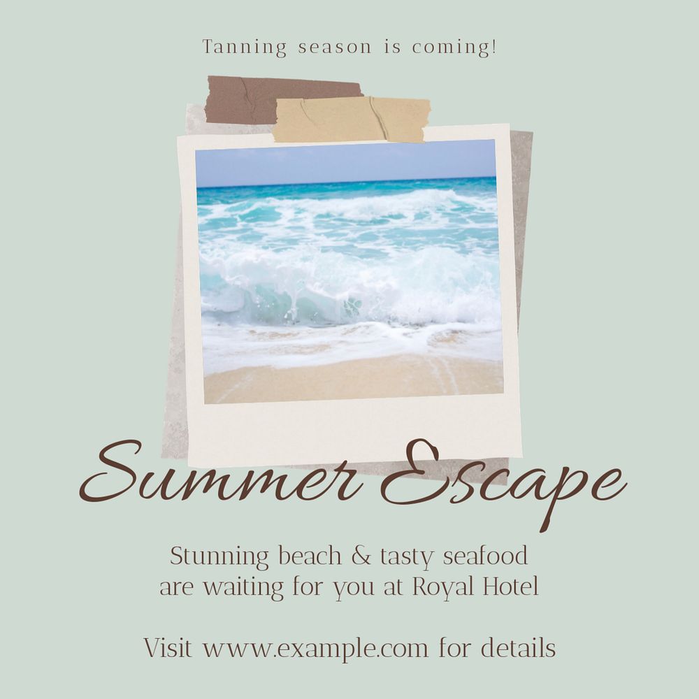 Summer escape Instagram post template, editable social media design