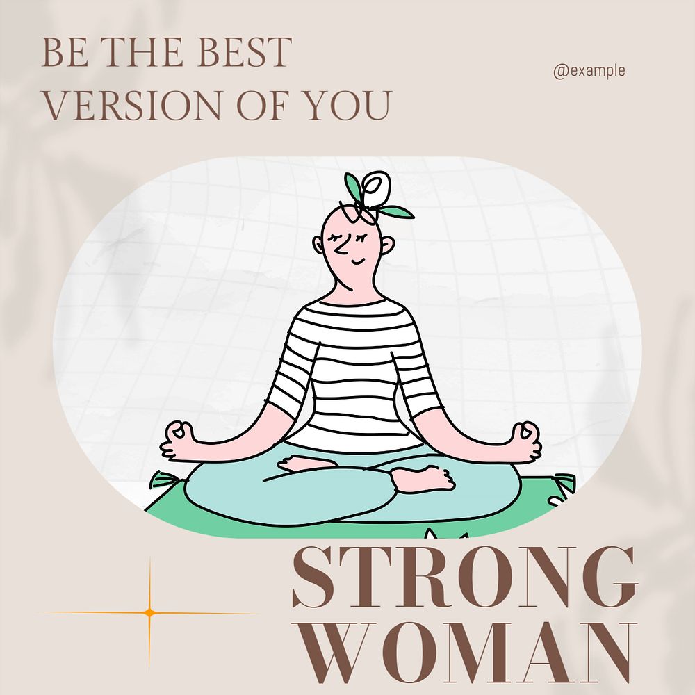 Strong woman Instagram post template, editable social media design