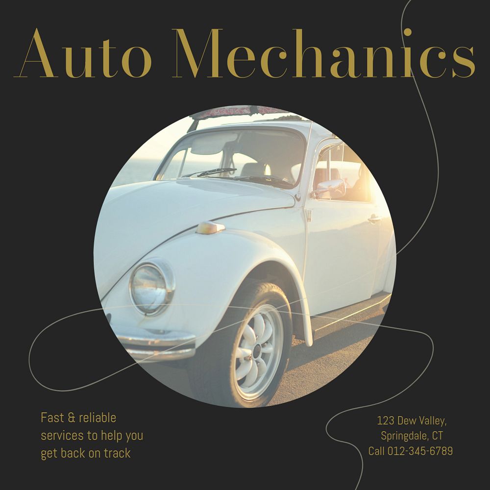 Car mechanics Instagram post template, editable social media design