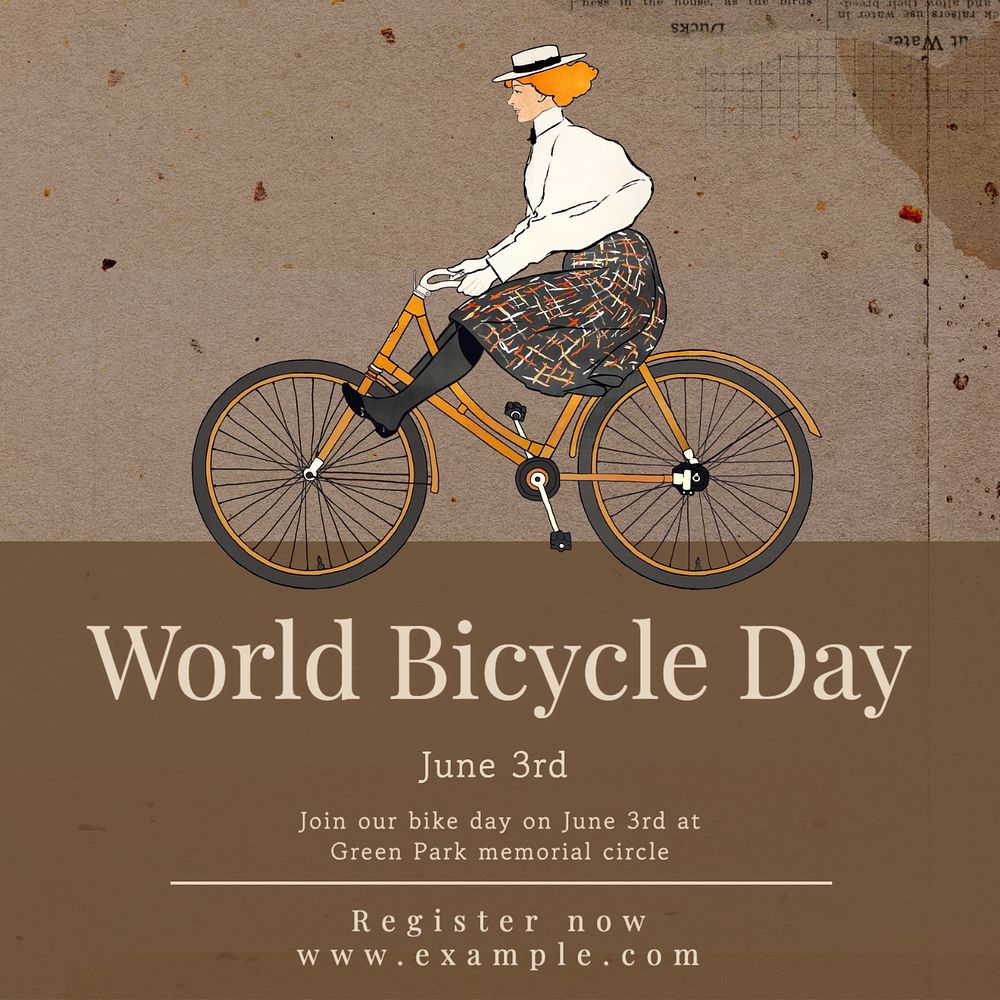 World bicycle day Instagram post template, editable text