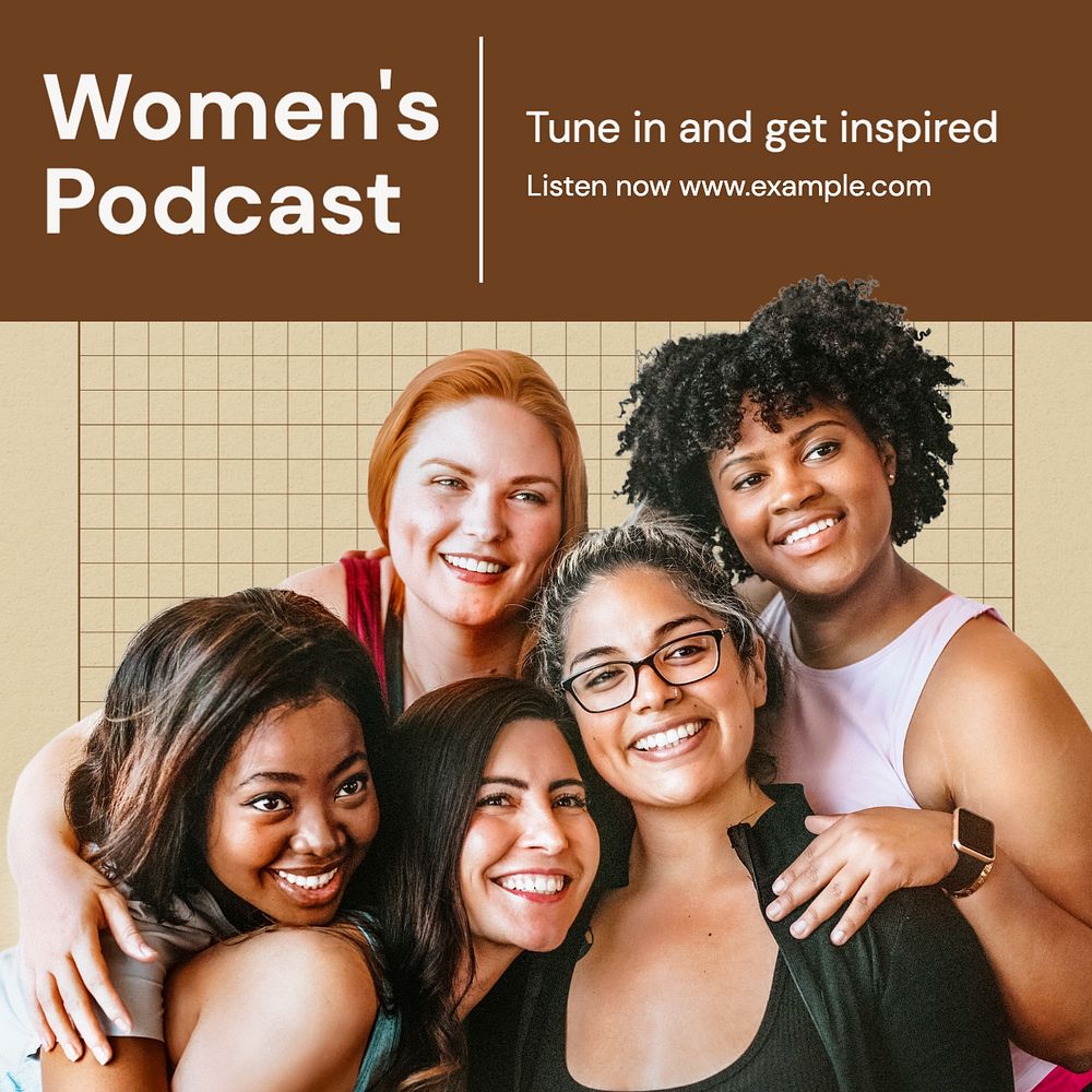 Woman podcast business Instagram post template, editable text