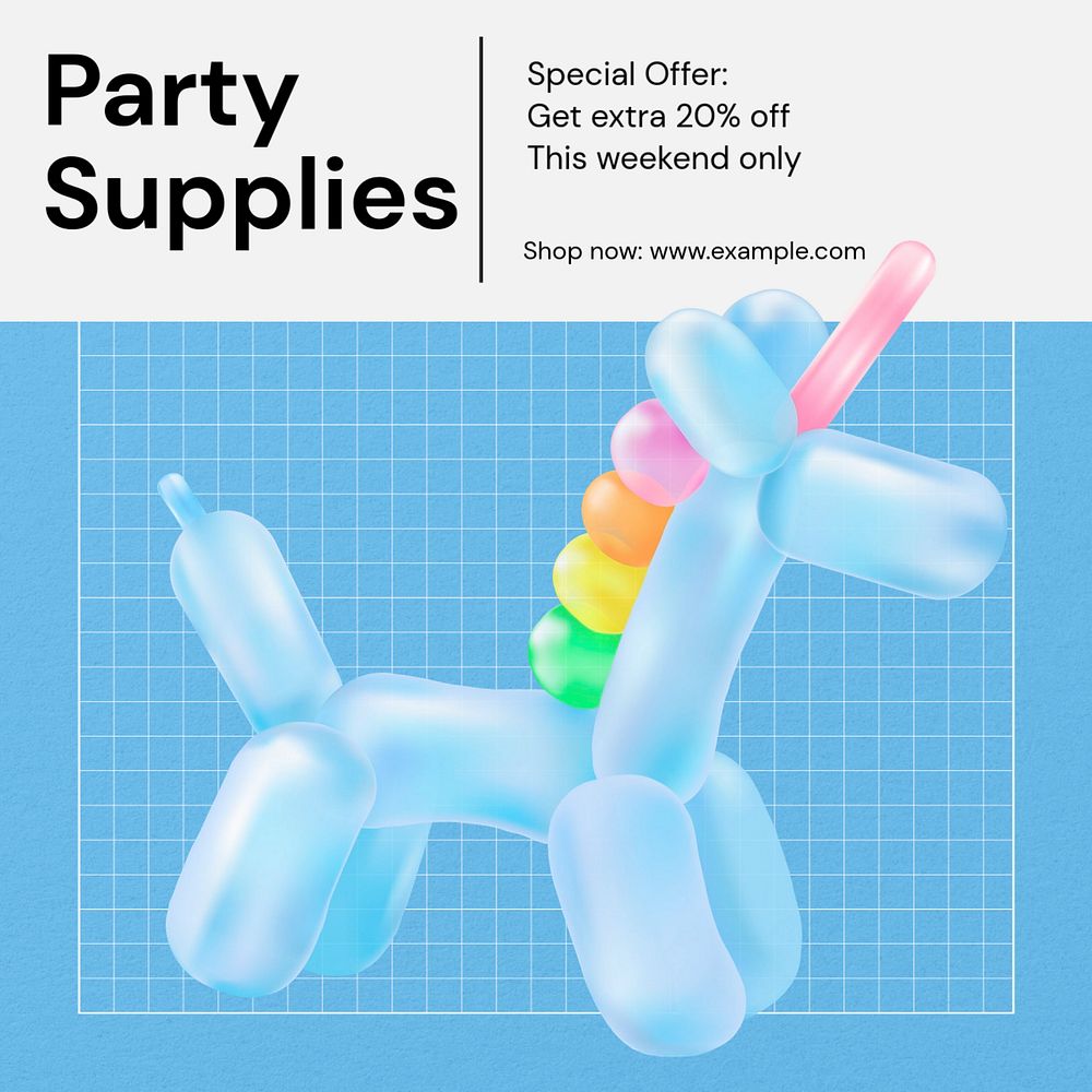 Party supplies Facebook post template, editable design