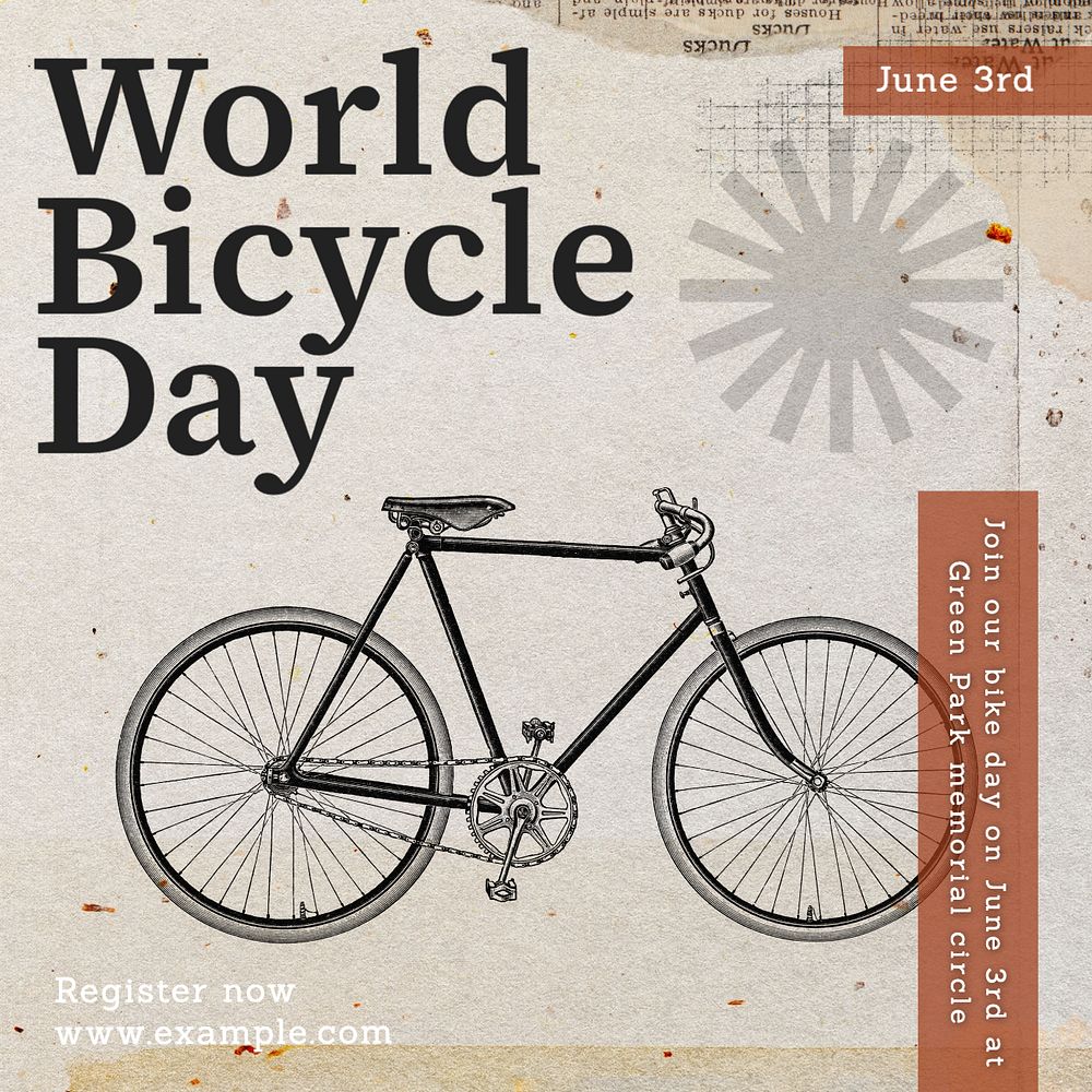 World bicycle day Instagram post template, editable text