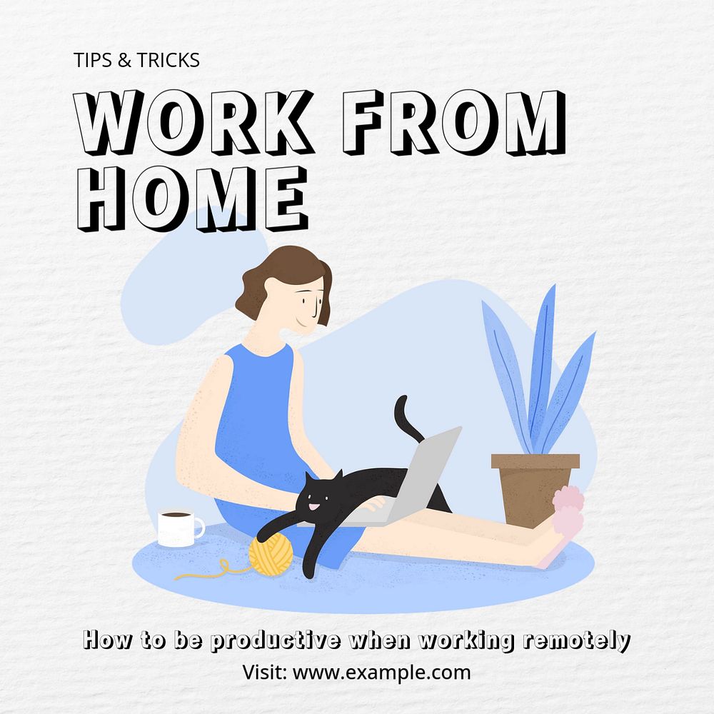 Work from home Instagram post template, editable text