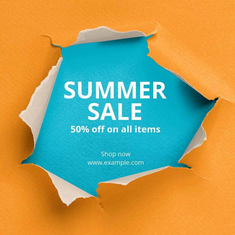 Summer sale Instagram post template, editable text