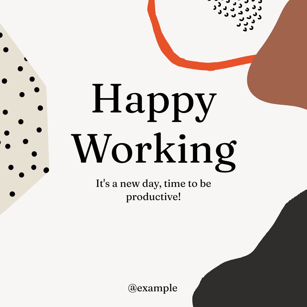 Happy working Instagram post template, editable text