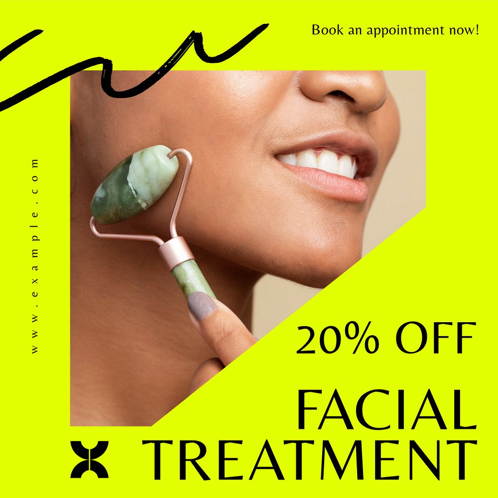 Facial treatment Instagram post template, editable text