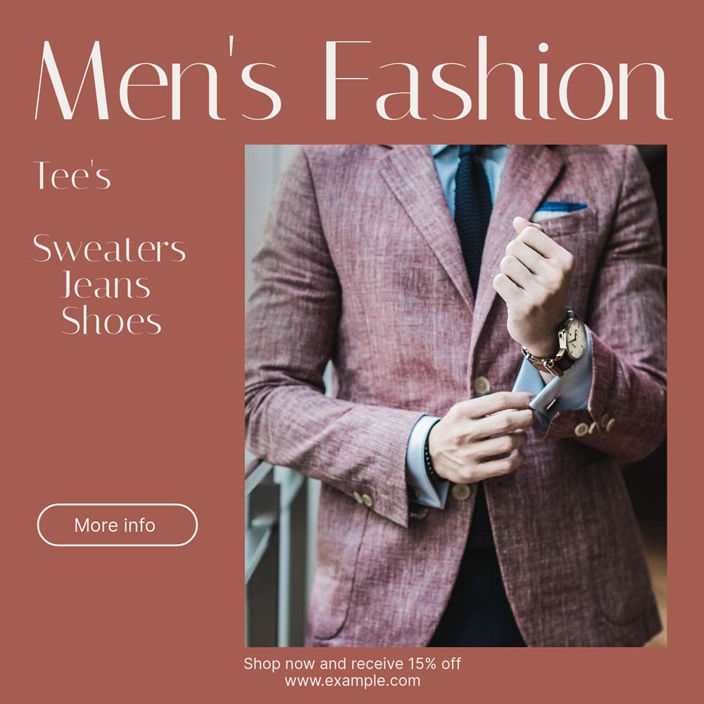 Men's fashion Instagram post template, editable social media design