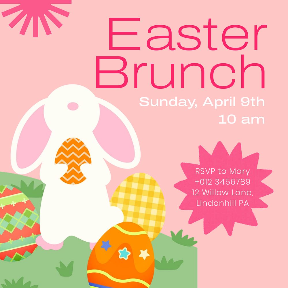 Easter brunch Instagram post template, editable text