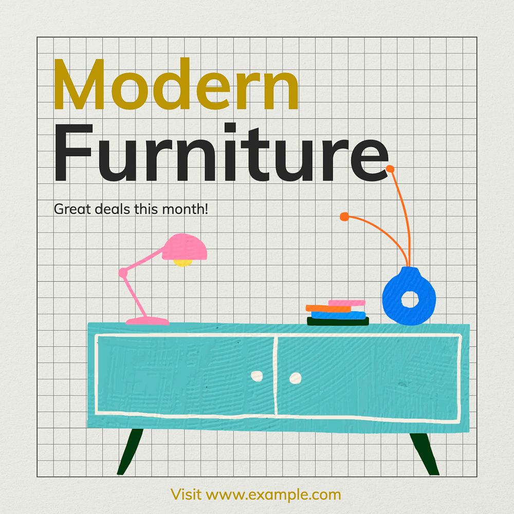 Modern furniture Instagram post template, editable text