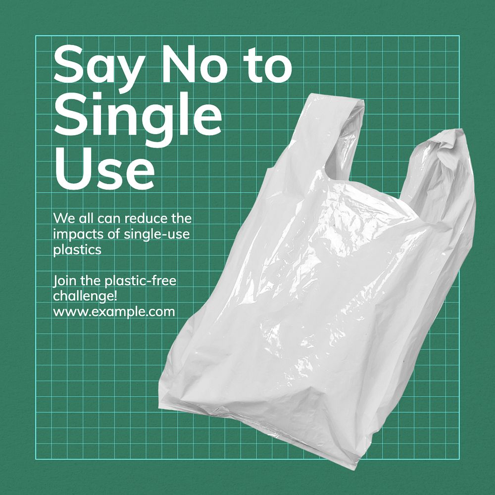 Single use plastic Instagram post template, editable text