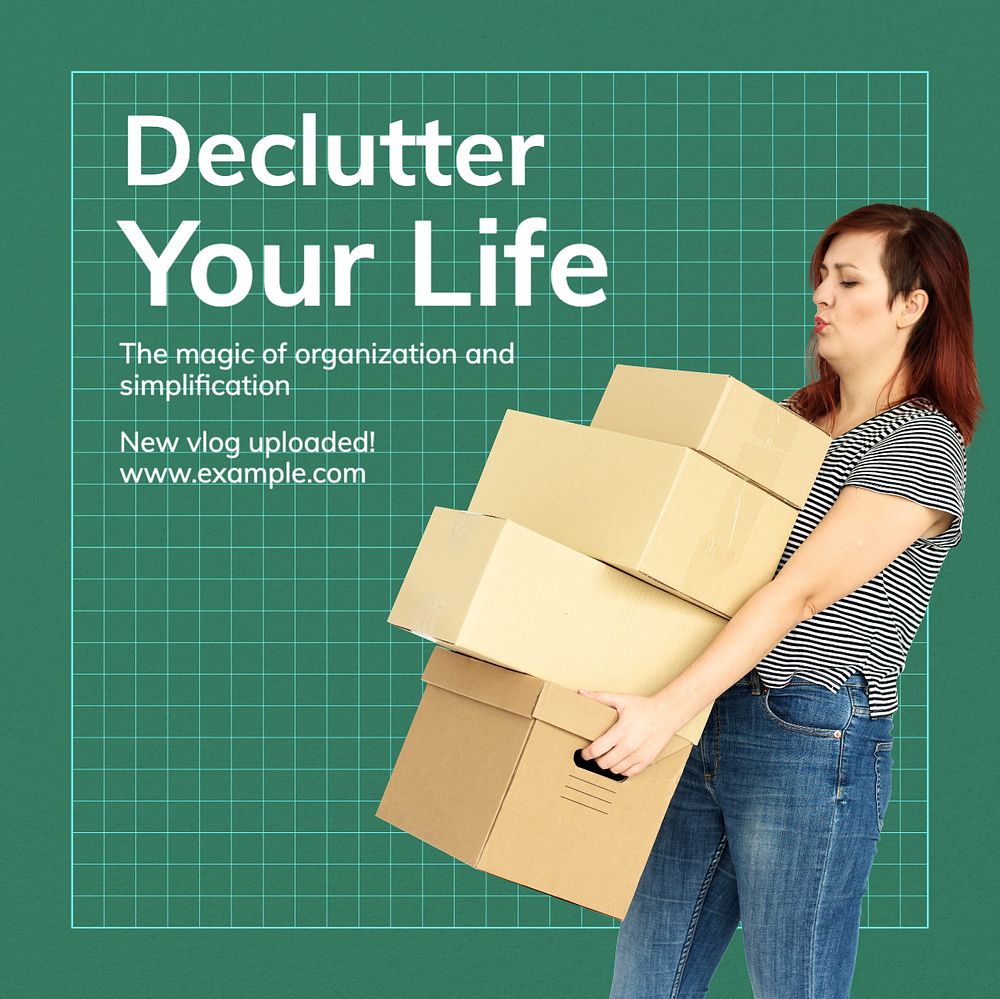 Declutter your life Instagram post template, editable text