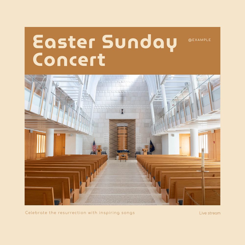 Easter Sunday concert Instagram post template, editable social media design