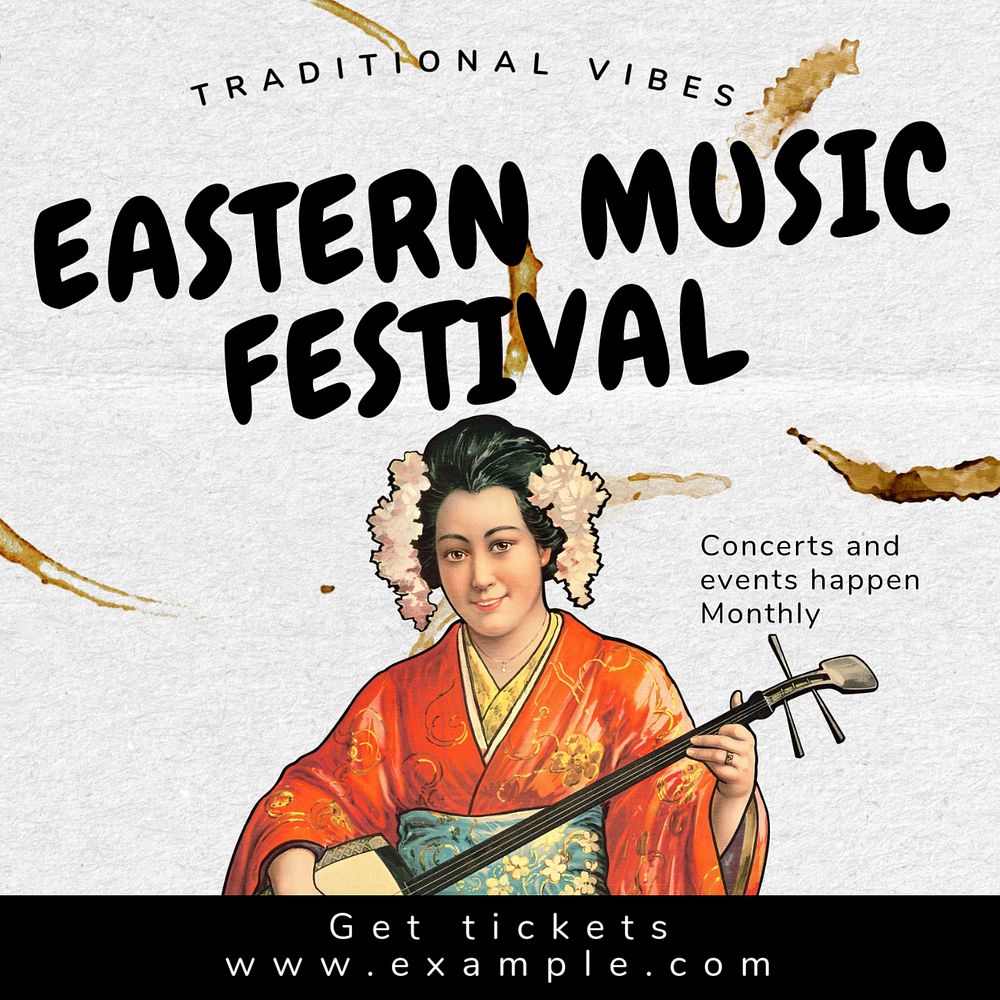 Eastern music festival post template, editable social media design