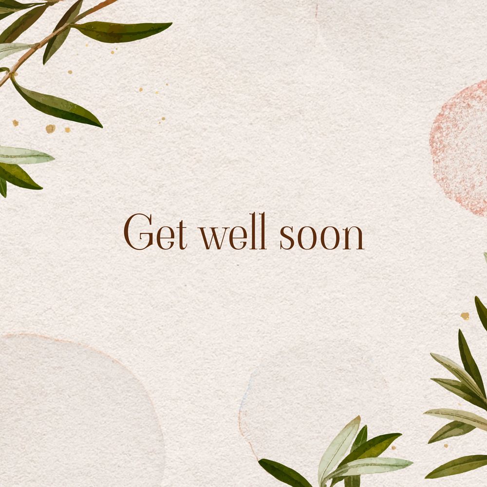 Get well soon Instagram post template, editable text