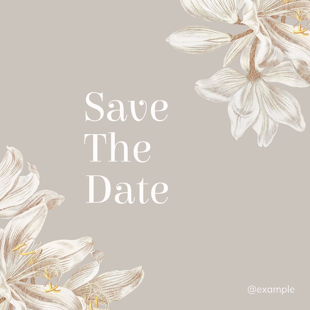 Save the date Instagram post template, editable text