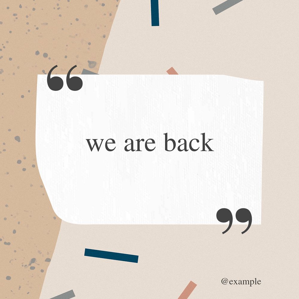 We are back Instagram post template, editable text