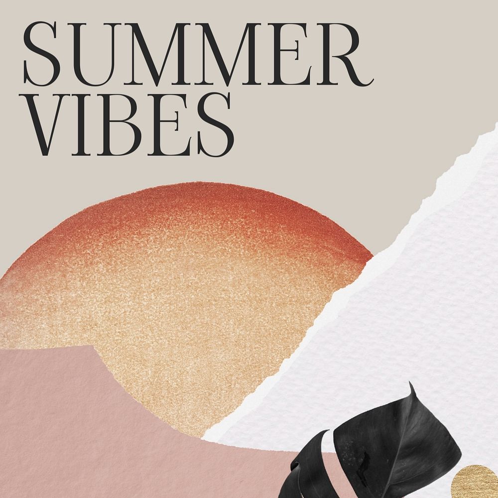 Summer vibes Instagram post template, editable text