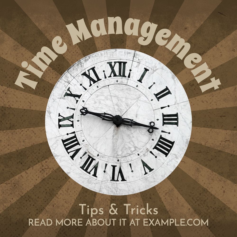 Time management Instagram post template, editable text