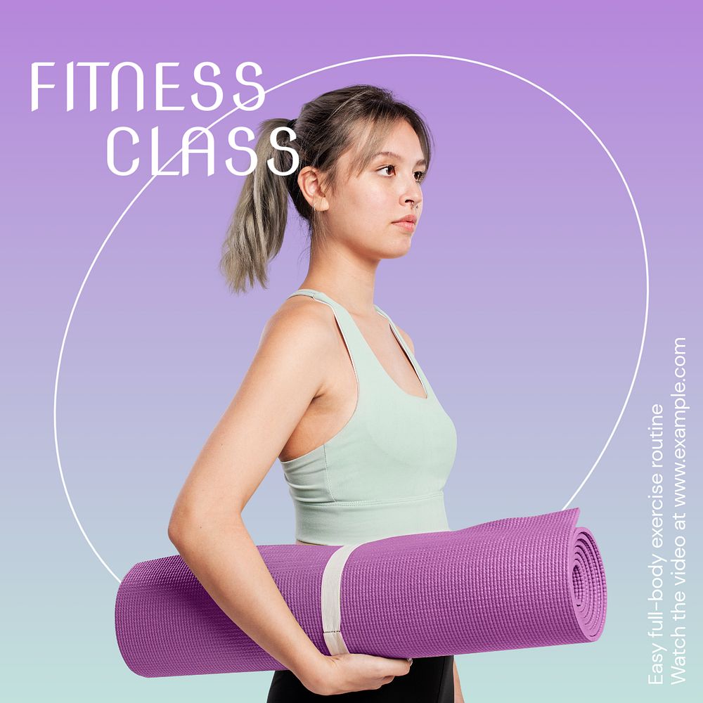 Fitness class Instagram post template, editable text