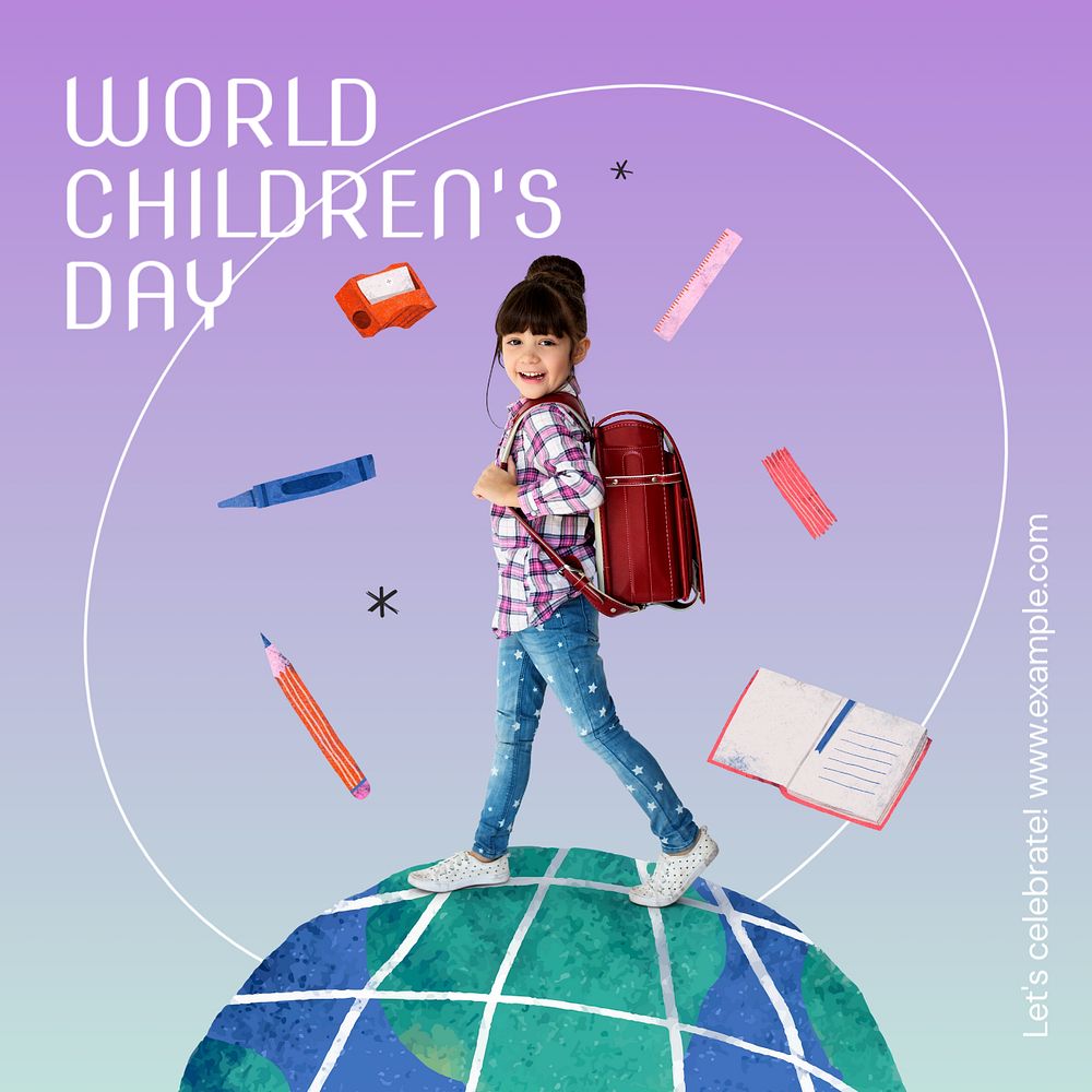 Children's day Instagram post template, editable text