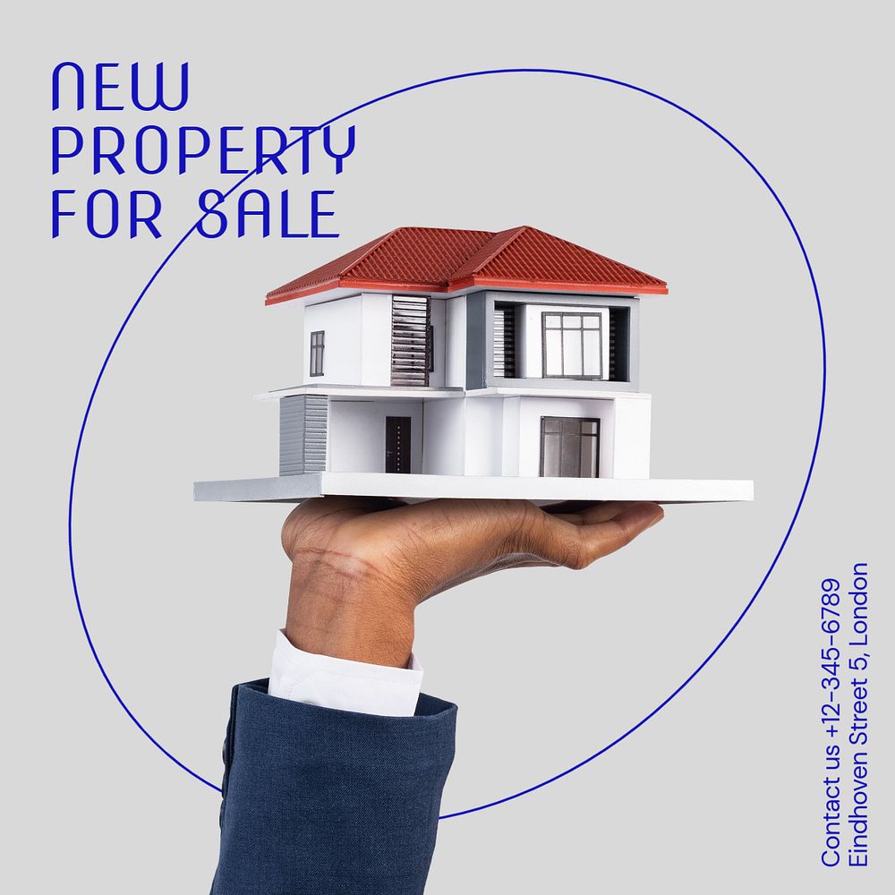 New property Instagram post template, editable text