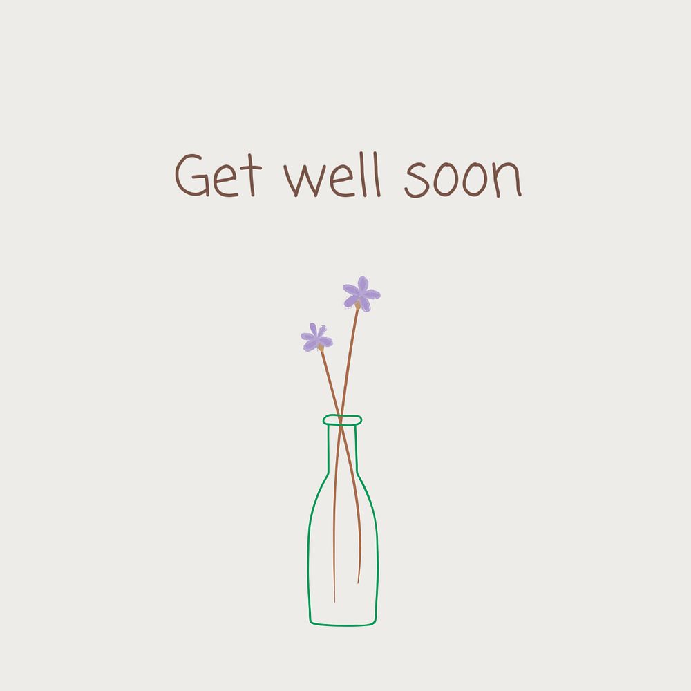 Get well soon Instagram post template, editable text