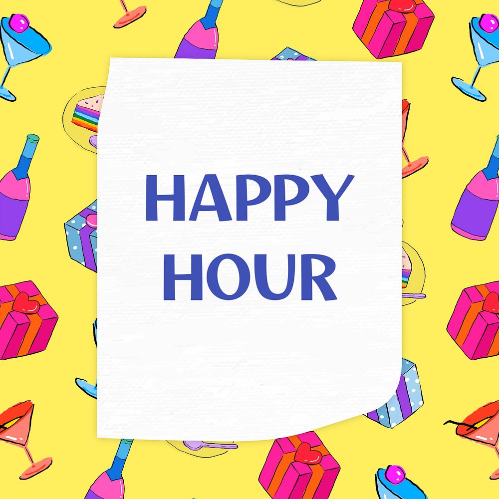 Happy hour Instagram post template, editable text