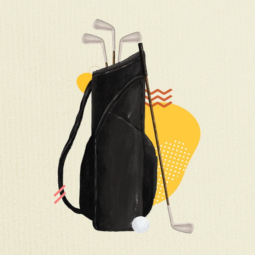 Golf bag sport, hobby illustration, editable design