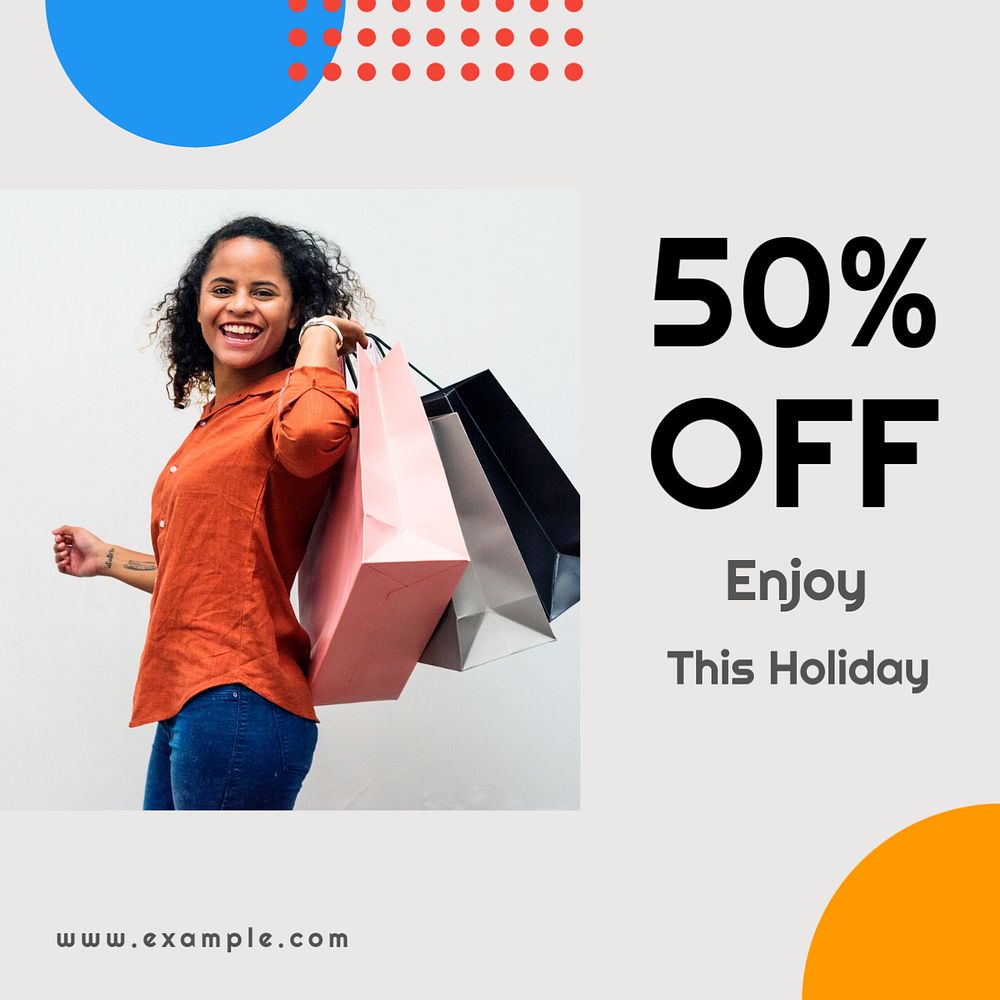 Holiday sale Instagram post template, editable text