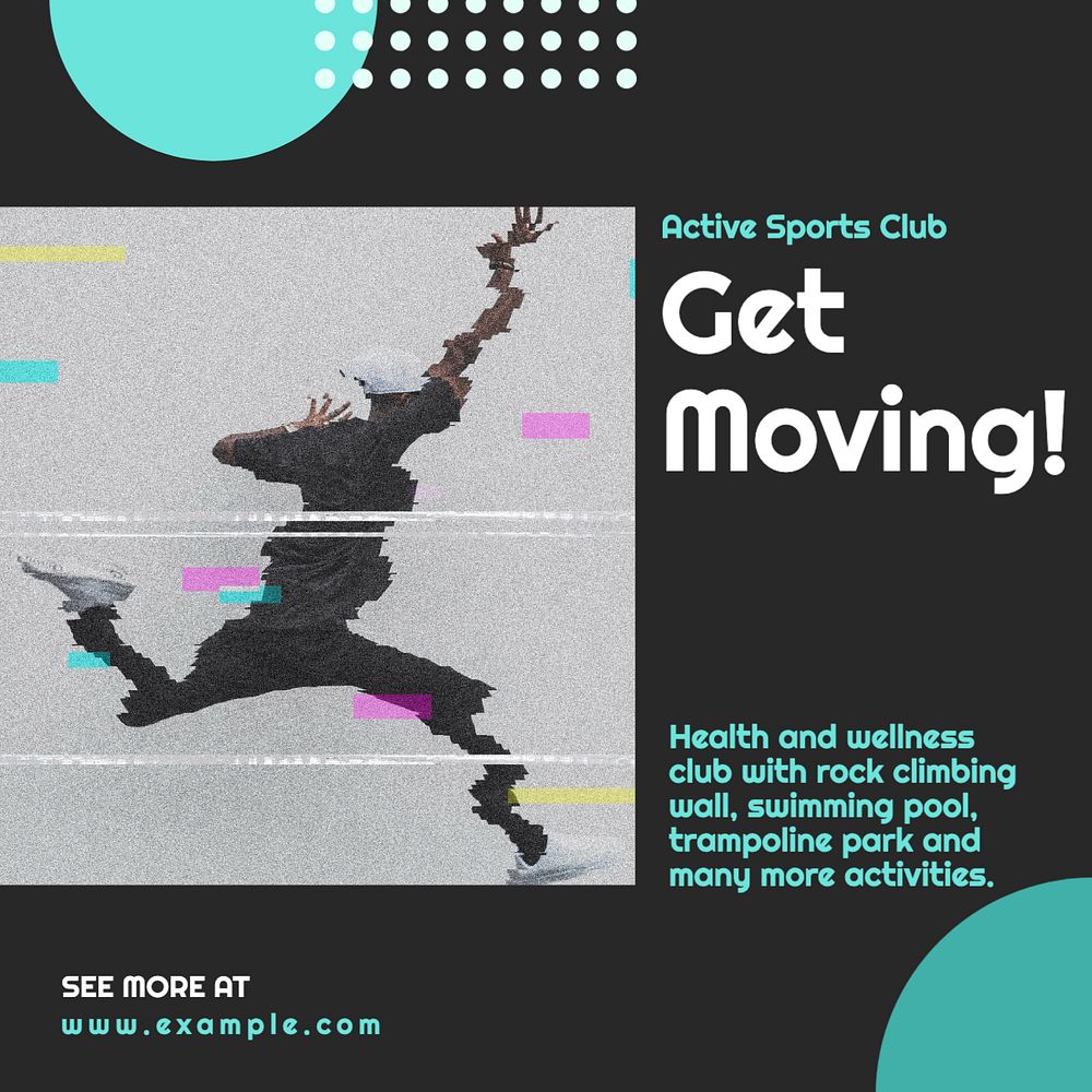 Get moving Instagram post template, editable text