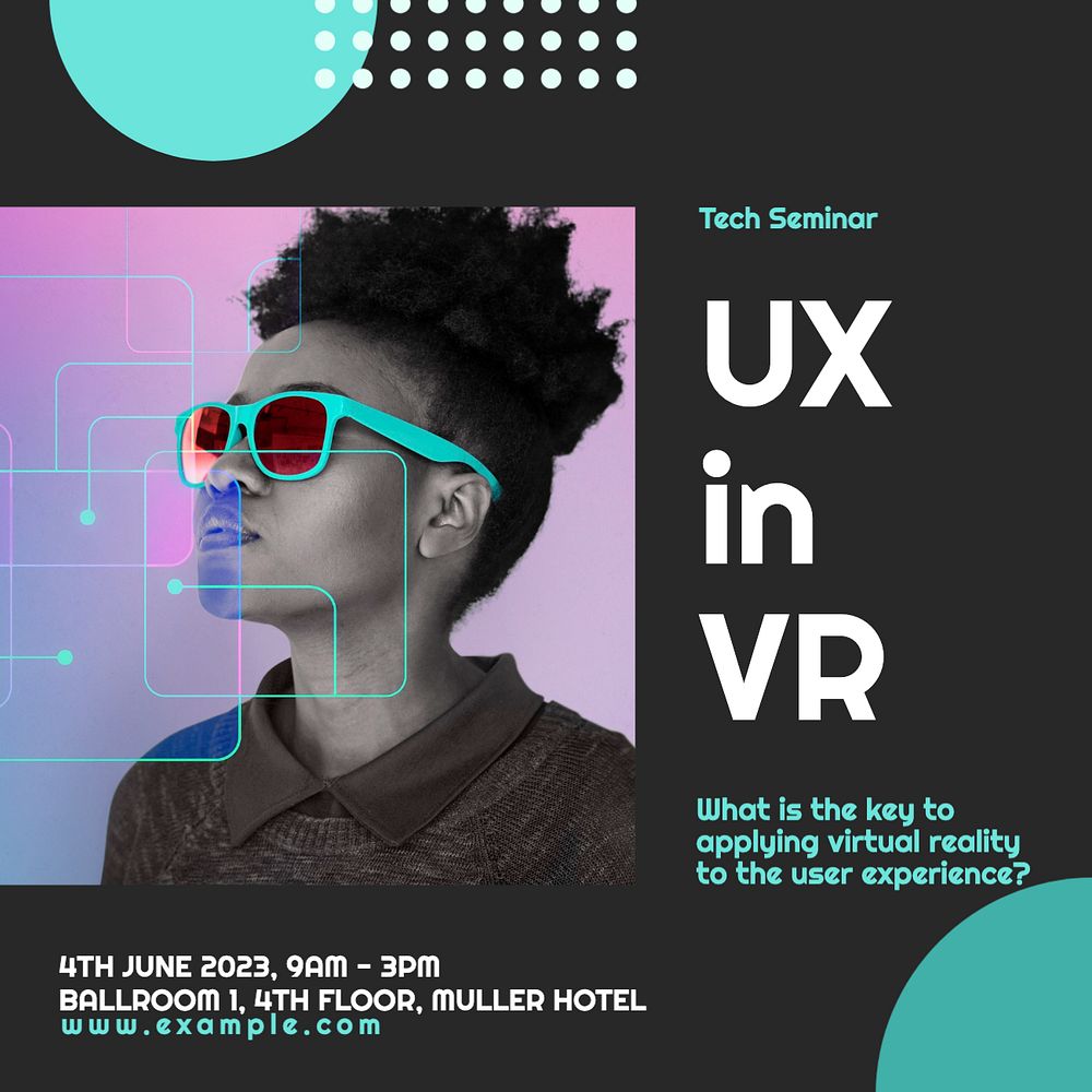 UX in VR Instagram post template, editable text